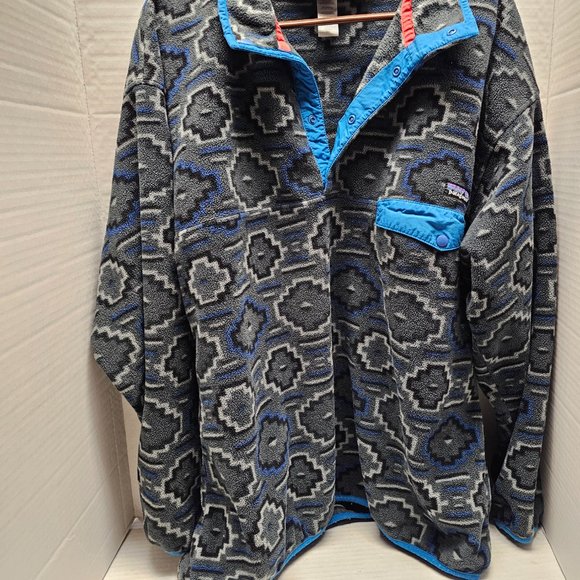 Mens Patagonia Synchilla Aztec Fleece Snap Button Pullover Women Gray Unisex XXL - Picture 15 of 16